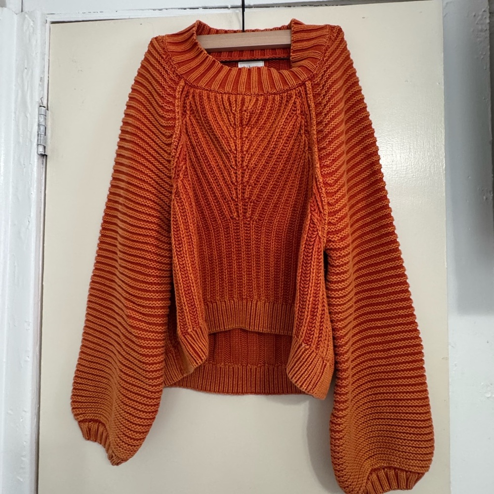bohme Orange Chunky Scoop Neck Sweater